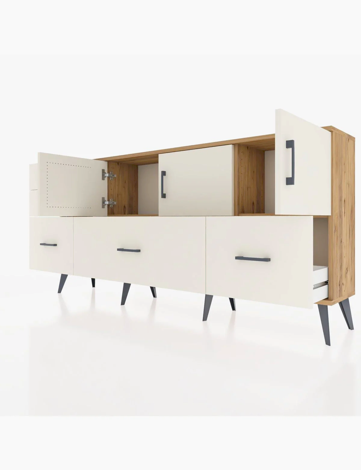 Arges Konsol 2 Raflı 5 Çekmeceli 3 Kapaklı 176x30x83 - S148M030V22A