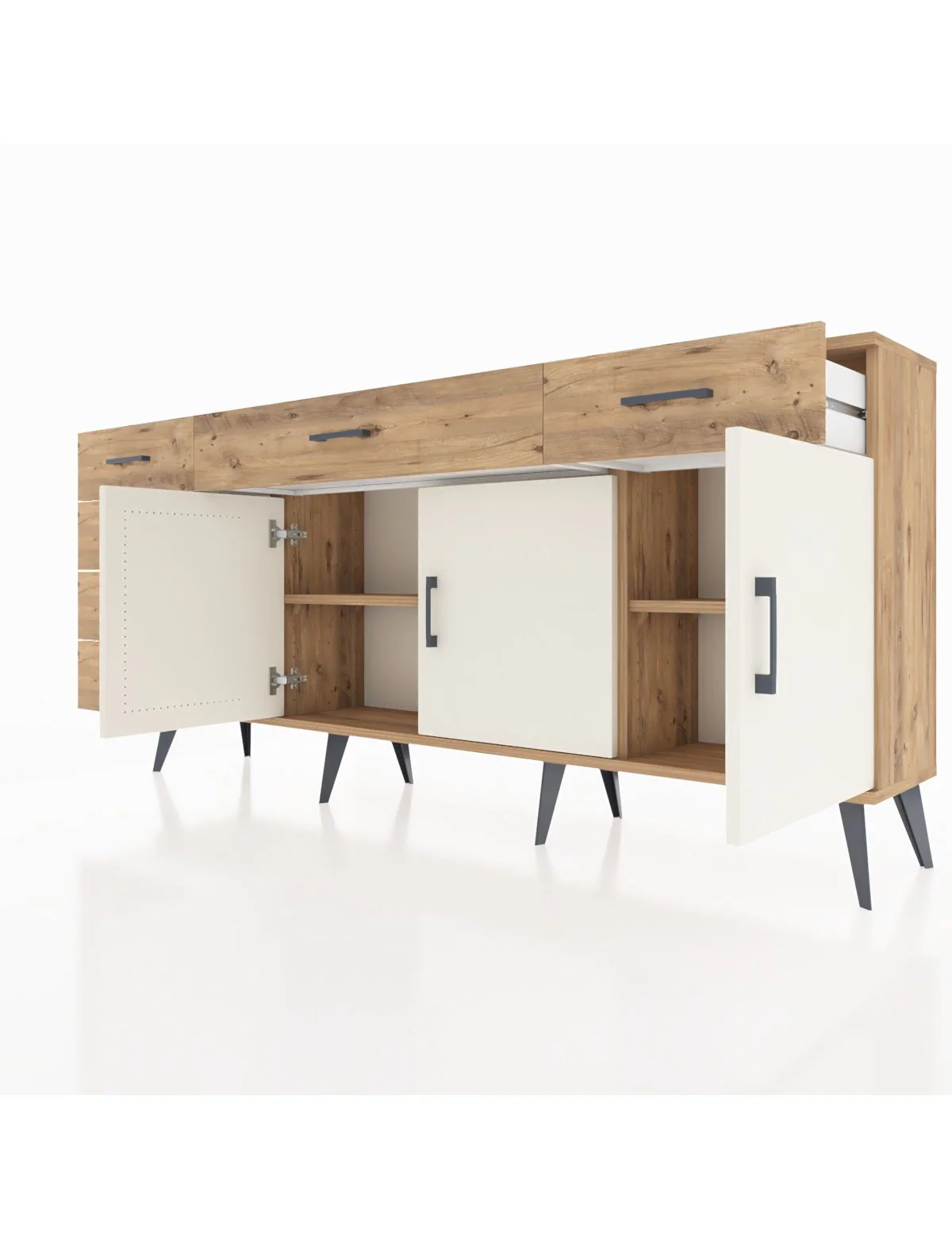 Arges Konsol 2 Raflı 6 Çekmeceli 3 Kapaklı 176x30x83 - S148M032V24A