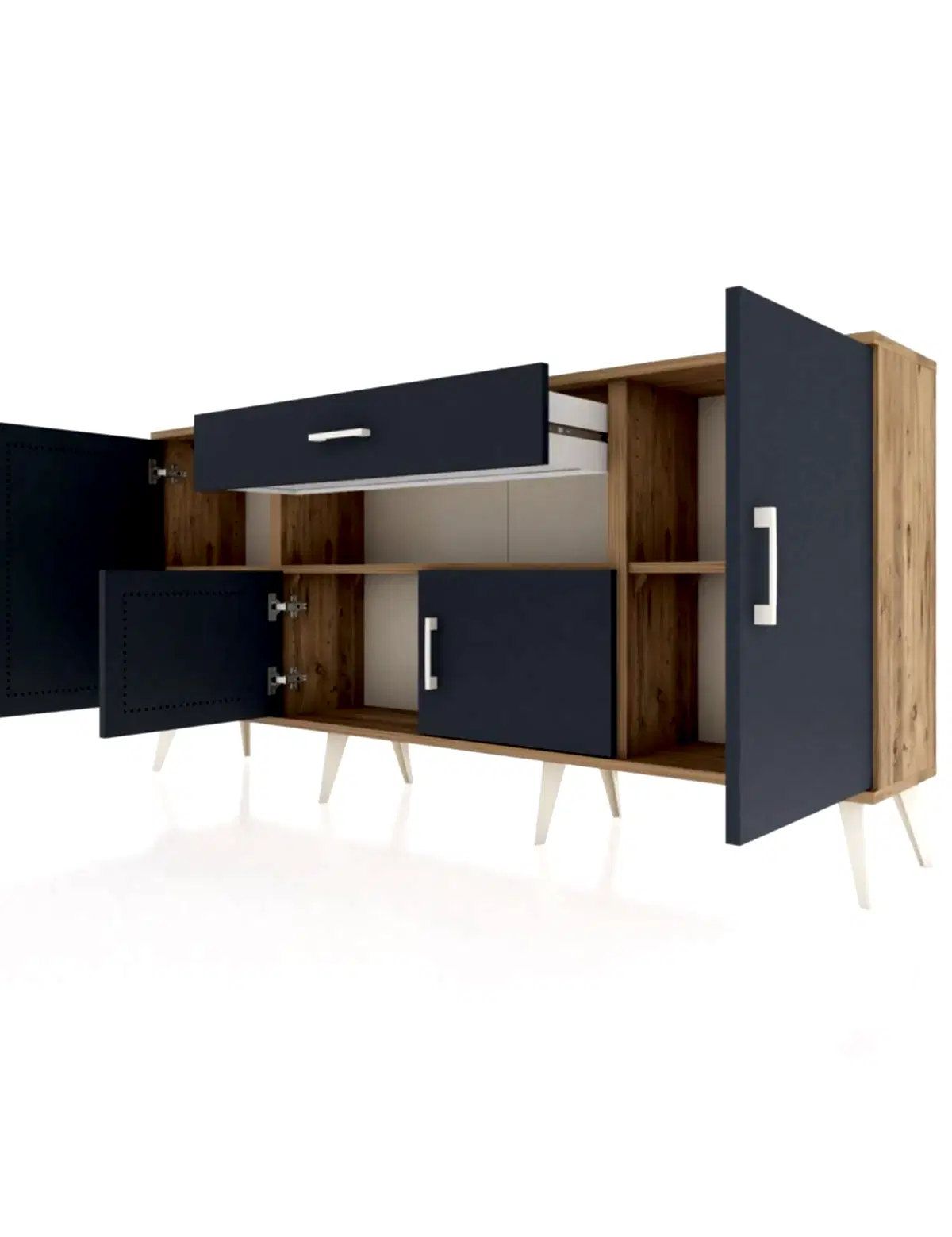 Arges Konsol 3 Raflı Tek Çekmeceli 4 Kapaklı 176x30x83 - S148M035V26A