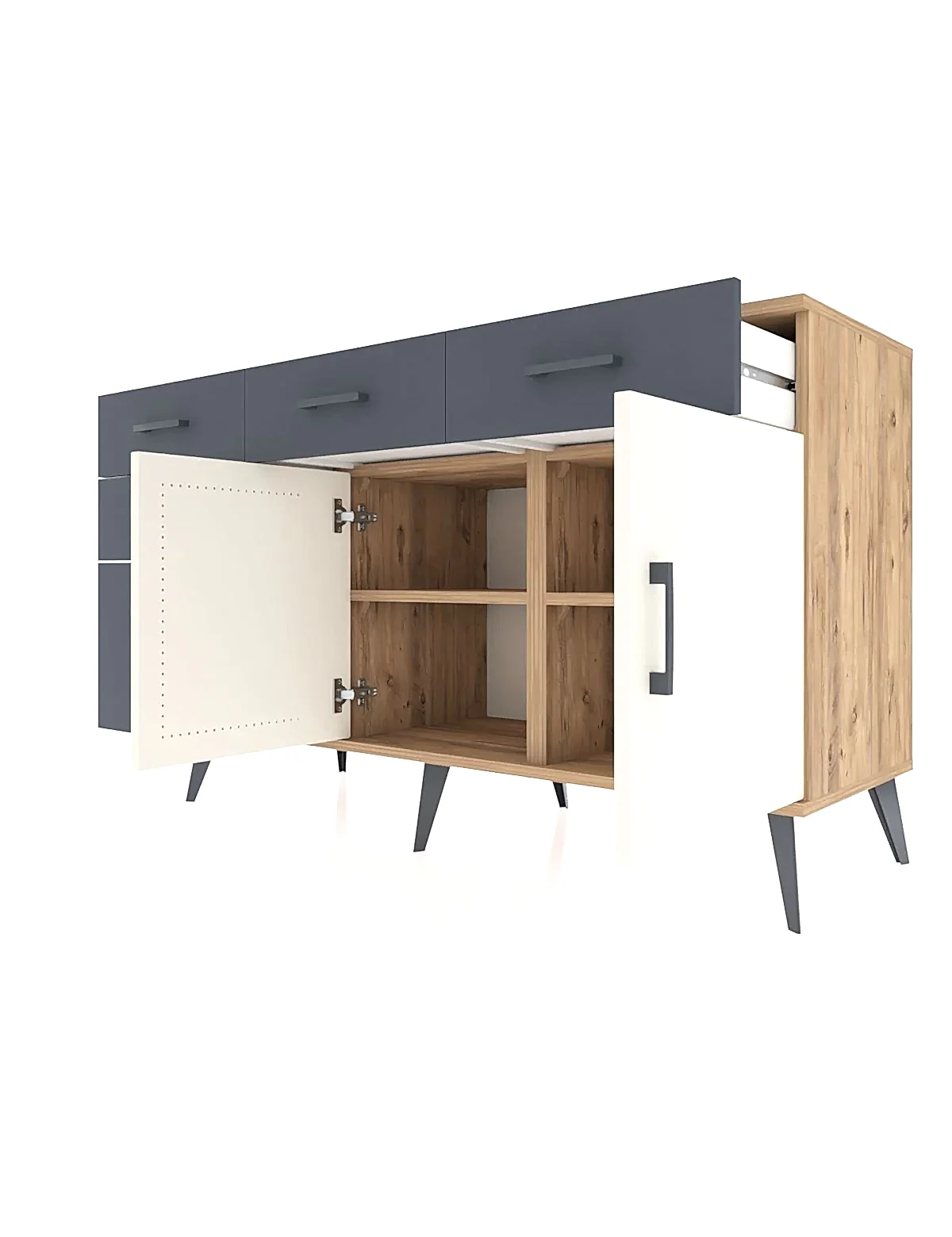 Kronos Konsol 2 Raflı 5 Çekmeceli 2 Kapaklı 132x59x83 - S606M046V23C