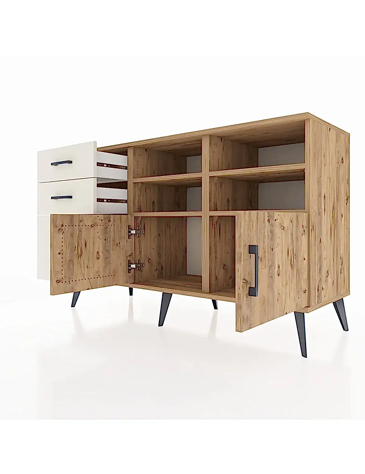 Kronos Konsol 4 Raflı 3 Çekmeceli 2 Kapaklı 132x59x83 - S606M050V19C