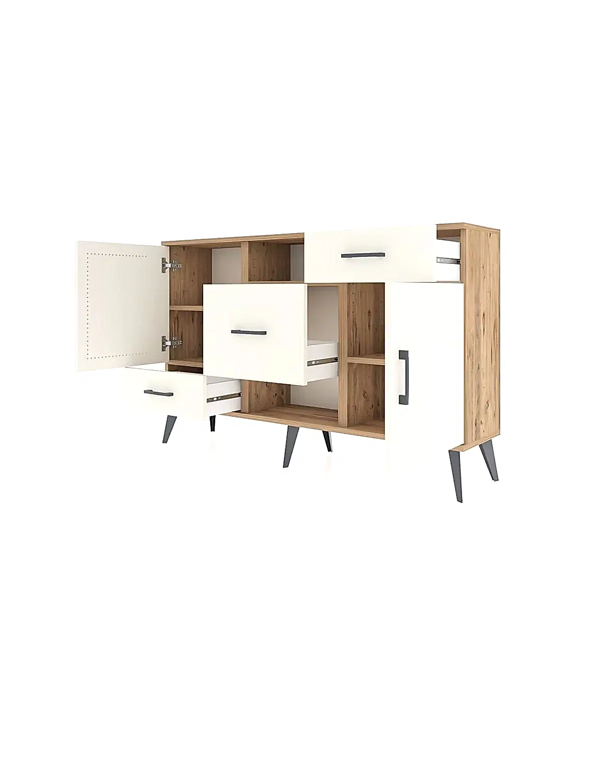 Arges Konsol 4 Raflı 3 Çekmeceli 2 Kapaklı 132x30x83 - S144M002V22A