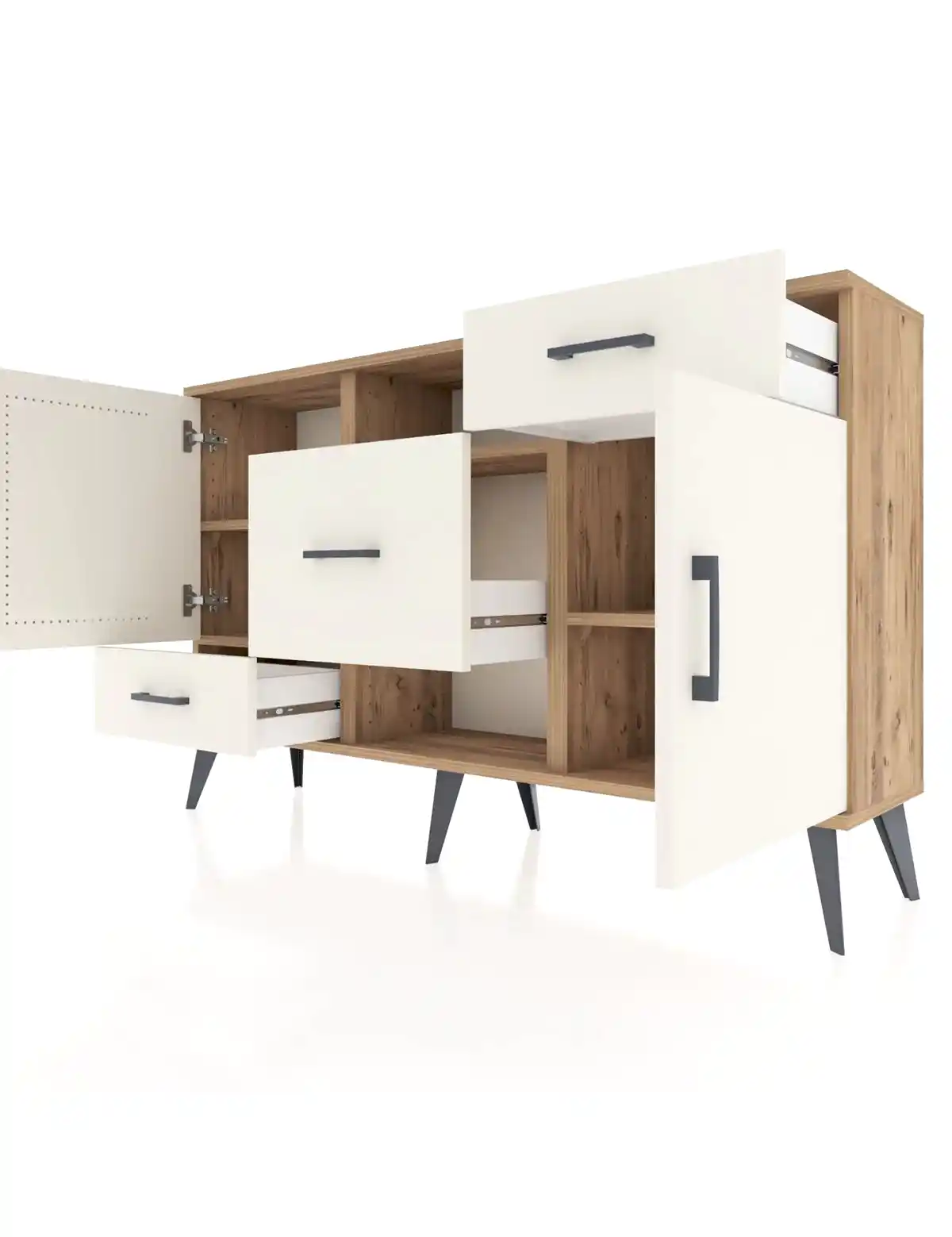 Arges Konsol 4 Raflı 3 Çekmeceli 2 Kapaklı 132x30x83 - S144M002V22A