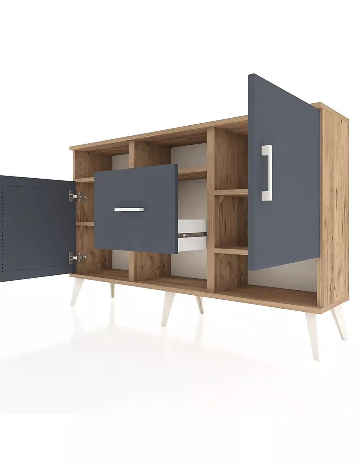 Arges Konsol 5 Raflı Tek Çekmeceli 2 Kapaklı 132x30x83 - S144M008V26A