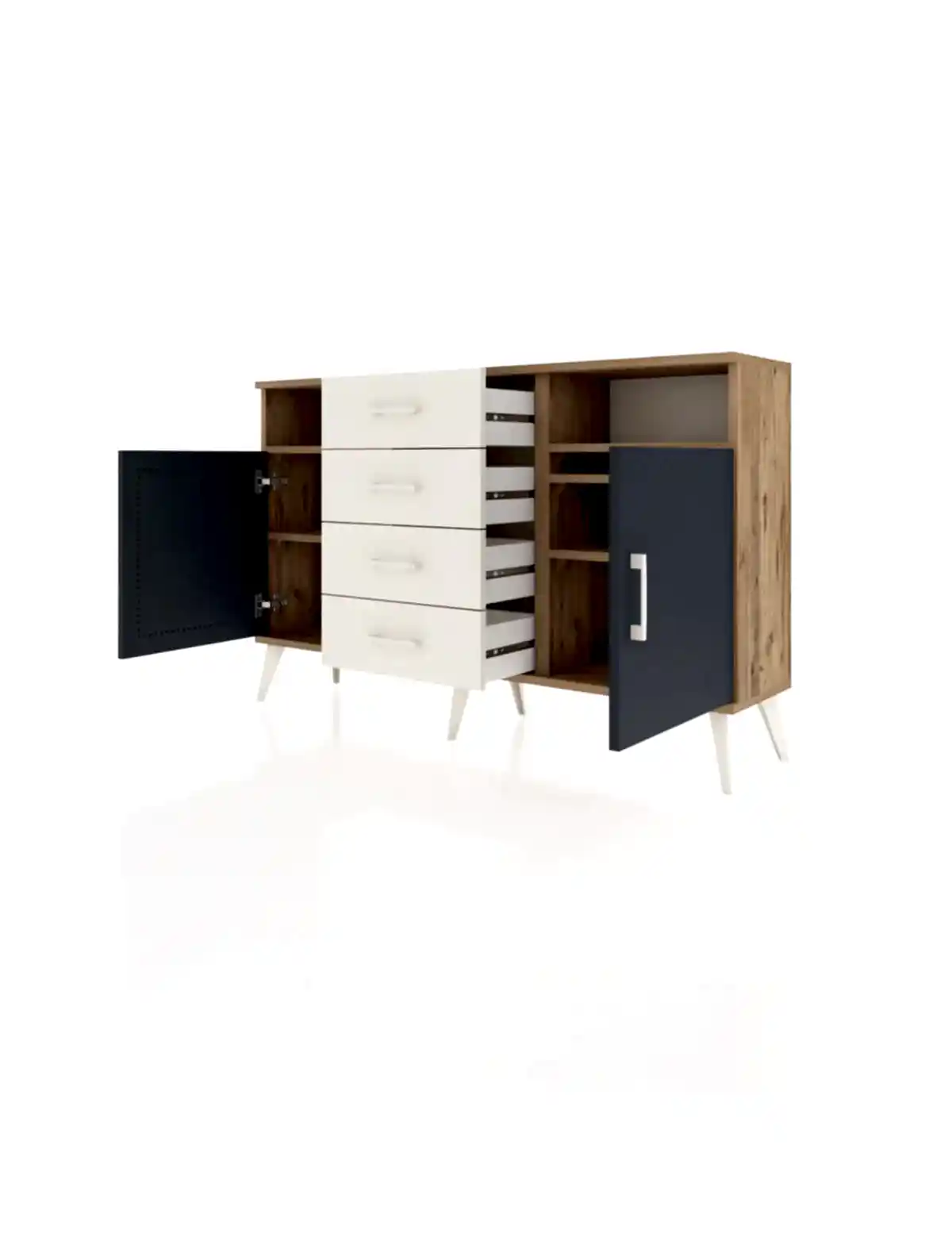 Arges Konsol 4 Raflı 4 Çekmeceli 2 Kapaklı 132x30x83 - S144M019V25A