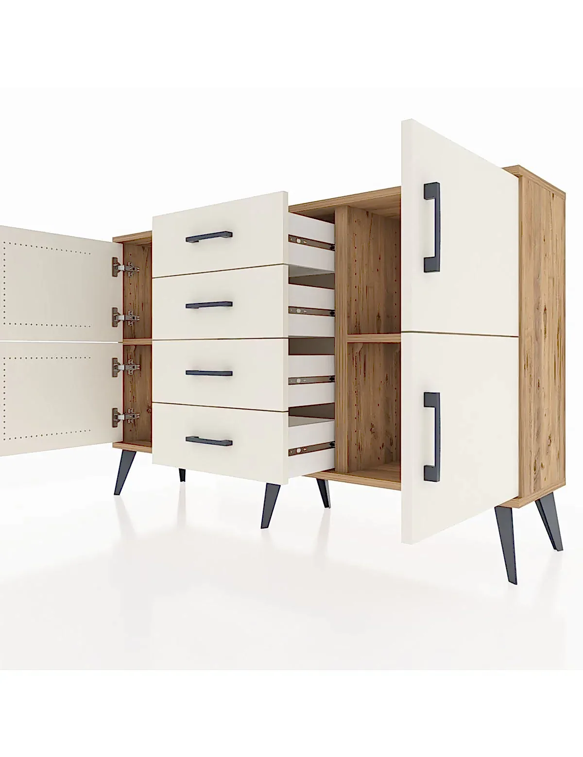 Arges Konsol 2 Raflı 4 Çekmeceli 4 Kapaklı 132x30x83 - S144M033V22A