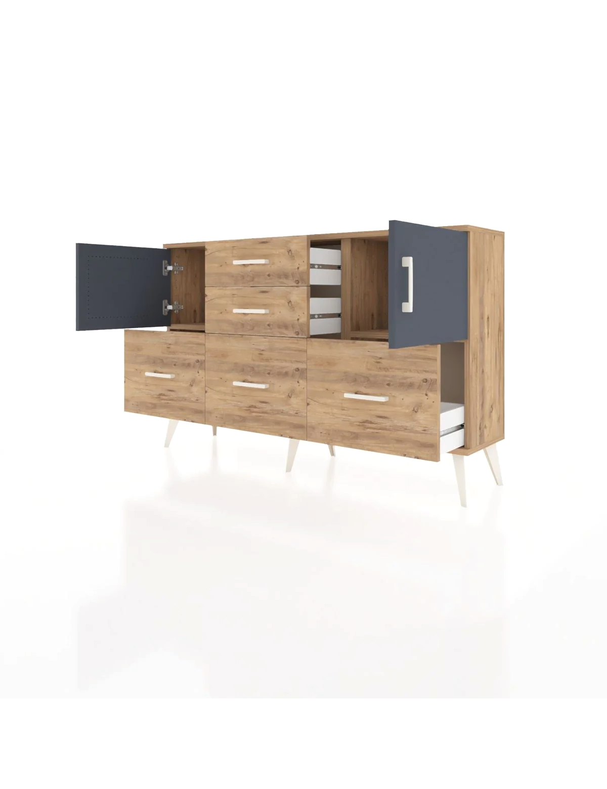 Arges Konsol 2 Raflı 5 Çekmeceli 2 Kapaklı 132x30x83 - S144M042V27A