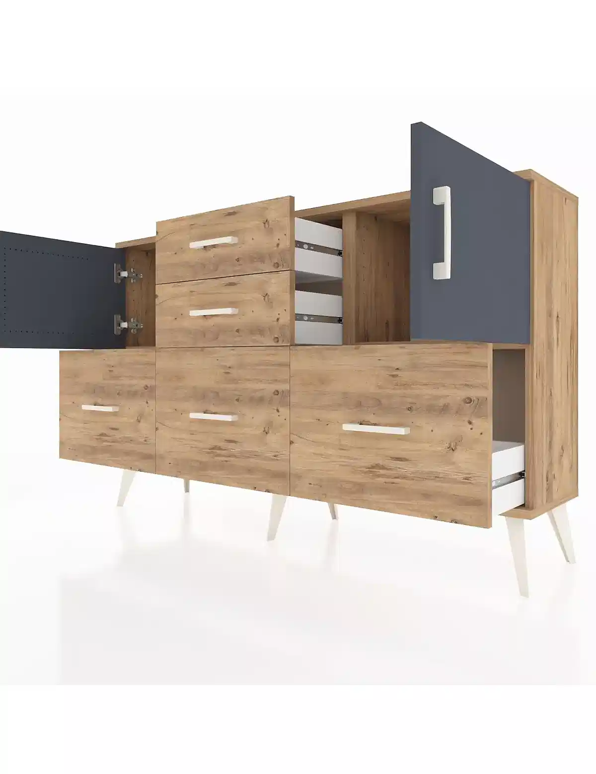 Arges Konsol 2 Raflı 5 Çekmeceli 2 Kapaklı 132x30x83 - S144M042V27A