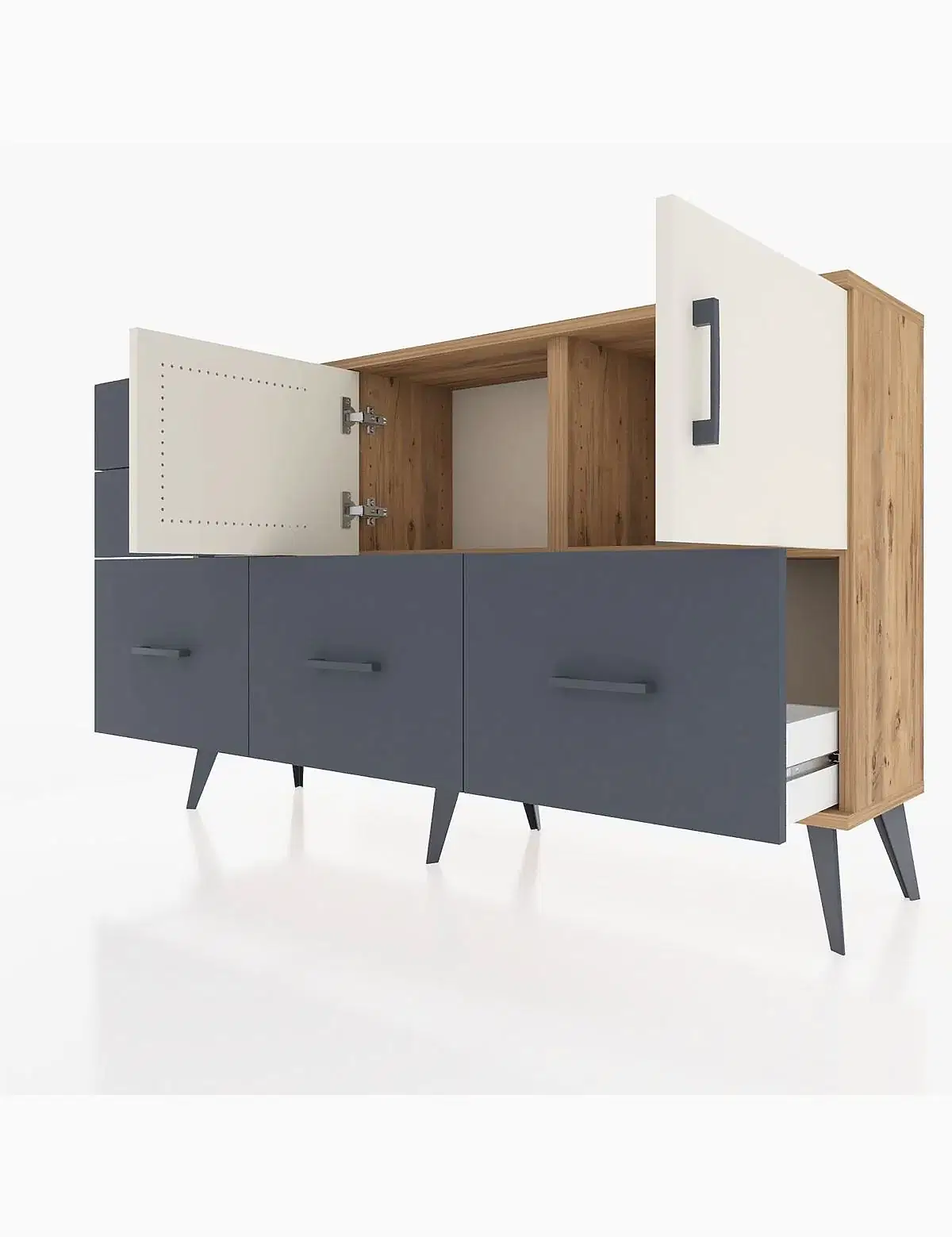 Arges Konsol 2 Raflı 5 Çekmeceli 2 Kapaklı 132x30x83 - S144M049V23A